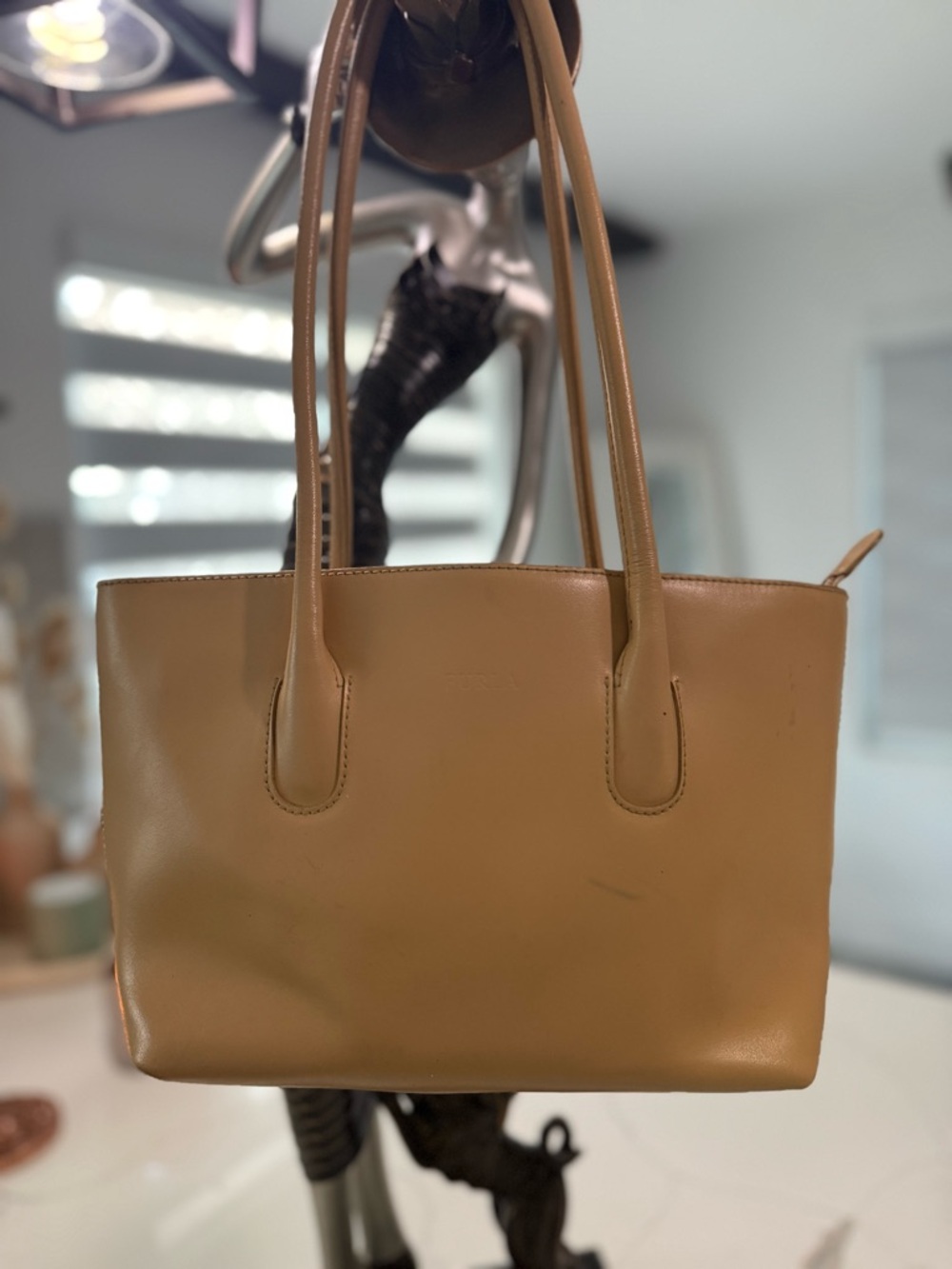 Classic Tan Leather Shoulder Bag - Women